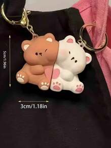 2 件可爱抱抱熊磁性钥匙扣，情侣礼物，最佳朋友礼物情人节汽车配件包包饰品