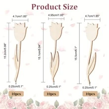 12/24/30 Pieces Of Wooden Flower Paper Cutting, Rose-Shaped Wooden Paper Cutting, Spring Flowers, Can Be Used For Wooden Holiday Gifts, Wooden, Christmas, 2025 New Year, Thanksgiving, Easter, Valentine's Day, Birthday, Wedding Party Decorations, Home Decoration, Outdoor Decoration Painting Supplies - Multicolor - View 6