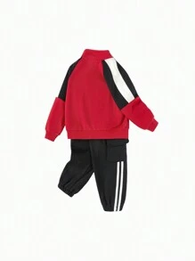 Balabala Young Boys 2 Pieces Outfit, 2025 New Year Fleece Tracksuit - Chinese Red - View 5