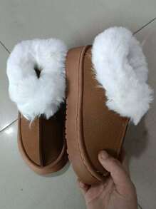 1 Đôi Giày Bốt Tuyết Đế Mềm Chống Trượt Ấm Áp Cho Trẻ Em Mùa Đông, Phù Hợp Cho Cả Bé Trai Và Bé Gái - Màu Khaki - Xem 4