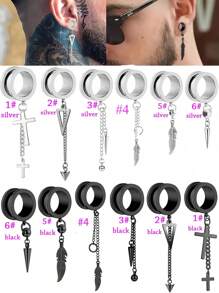 1 对耳道和耳塞不锈钢耳环尺寸适合女士男士耳垂式哈巴狗