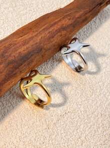 1pc 18K Gold Plated Stainless Steel Pentagram Ring, Fashionable & Creative Titanium Steel Adjustable Finger Ring Suitable For Men & Women, Valentine's Day Gift Valentines,Mom,Mother,Mother's Day,Gift