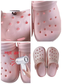 New 2025 Summer Lightweight Women Hollow Slip-On Sandals With Cake & Ice Cream Cartoon Pattern, Breathable Casual Beach Slides With Removable Flower Decor, DIY Combination (Size Runs Small, Please Order 1 Or 2 Sizes Up)