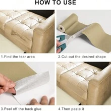 1卷自粘人造革补丁，适用于沙发修补、汽车内饰、皮革床翻新、软硬装饰覆盖——防褪色、强力粘性、耐磨、耐用、抗撕裂、抗拉伸，颜色可选：黑色/棕色/白色/蓝色/橙色