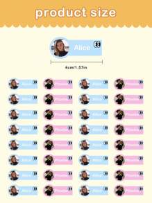 60 件定制照片定制姓名贴纸防水 PVC 贴纸，完美的学校用品，适用于节日办公室创新、手工制作挑战、个性化标签、学校办公室文具水瓶铅笔、剪贴簿纸，防水 - 彩色 - 查看 3