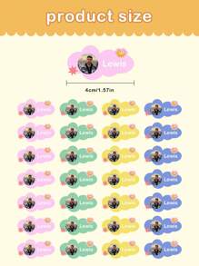 60 件定制照片定制姓名贴纸防水 PVC 贴纸，完美的学校用品，适用于节日办公室创新、手工制作挑战、个性化标签、学校办公室文具水瓶铅笔、剪贴簿纸，防水 - 彩色 - 查看 4