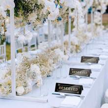 1pc/3pcs Reserved Table Signs, Acrylic Guest Reservation Table Tents Sign, Waterproof Double-Sided Reserved Seat Signs, Reserve Signs For Wedding Birthday Party Restaurants Meeting Chair