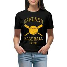 Women's Graphic Tees Oakland Baseball Team Print Shirt Unisex T-Shirt Short Sleeve Casual Tee Top - Black - View 1
