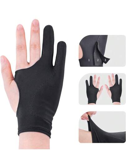 Finego 1/2/3 قفاز رسم للفنان، قفازات الرسام للأصبع، قفازات الفن الرقمي لليد اليمنى واليسرى للوح الرسم والآيباد، قفازان بأصبعين مرنة وناعمة وقابلة للتنفس لاستخدام قلم الطرف وأقلام الرصاص للرسم والتلوين ، مستلزمات مكتبية ومدرسية، لوازم الرسم والتلوين ، هدايا إبداعية ، عودة إلى المدرسة ، مستلزمات مدرسية