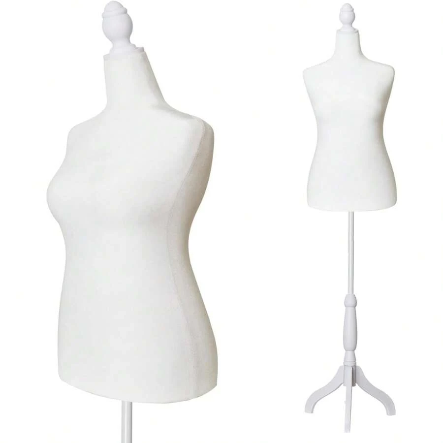 Female Mannequin Torso With Stand, Plus Size 10-12 Female Maniquine Dress Form 61-67 Inch Height Adjustable, Manikin Body Tripod Stand White - 米色10-12 - 查看 1