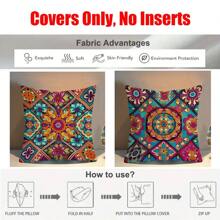 MEMNUN 1 pieza Funda de cojín con estilo boho chic de flores mandalas - Efecto patchwork de poliéster en tonos vibrantes de rosa y naranja, diseño de estilo vintage abstracto, funda de cojín decorativa para sala de estar, dormitorio - 45 * 45 cm/17.7"X17" Sin relleno, fundas de cojín para sofá, decoración de festivales, regalos de Rama, cumpleaños, graduación, decoración escolar, sorpresas en dormitorios - Multicolor - Ver 12