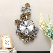 1pc Metallic Silver Ginkgo Leaf Wall Clock, Vintage Noiseless Time Piece, Suitable For Bedroom, Wall Decor, Home Decor, Office, Room, Yoga Studio, Bathroom, Crafts, Gift, New Year Gift, Housewarming,Home Decor ,Room Decor Gifts Birthday Graduation Clock Wall Bedroom Decor Dormitory Decor Back To School - Multicolor - View 14