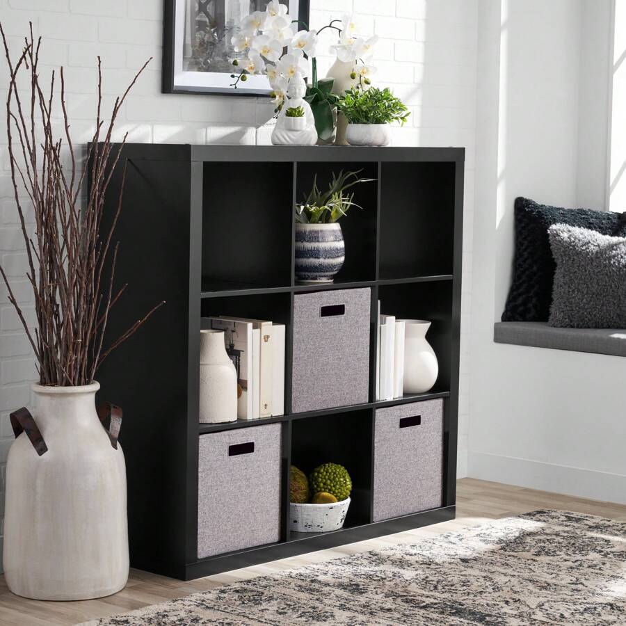 Better Homes & Gardens 9-Cube Storage Organizer, Solid Black - Black - View 1