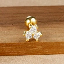 22 种款式不锈钢迷你锆石 1 件式耳钉女士、情人节耳环、18K 镀金螺旋螺旋球耳钉耳屏软骨穿孔首饰、妈妈、母亲、母亲节、礼物 - 金-白-1pc - 查看 20