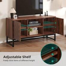 Mid-Century Modern TV Stand For 55 Inch Media Console Table With Storage Cabinet