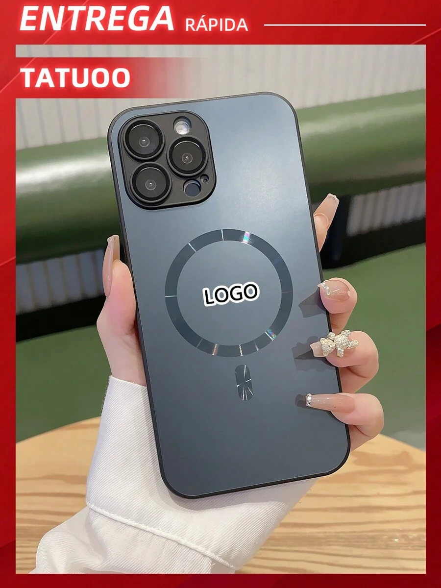 New Matte Magnetic Phone Case Anti-Fingerprint AG Glass Cover Compatible With Iphone 15/14/13/12/11 Original Great Quality - 石墨黑 - 查看 1