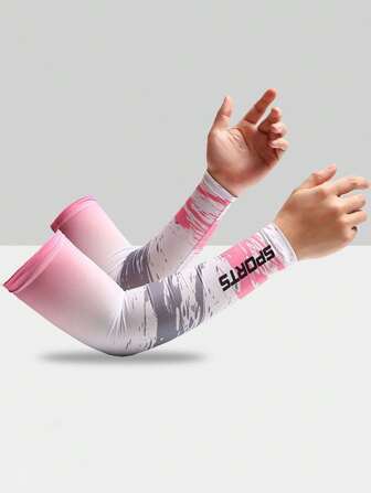 1 par rosa solskyddande UV-blockerande andningsbara elastiska silkeslena armärmar, lämpliga för utomhussporter, bilkörning, resor på vår och sommar ärmar täcker ärmar vita handskar armvärmare höstkläder halloweenkostymer svarta armärmar presenter för män