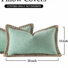 1 件（不含枕芯）四季亚麻绳状装饰抱枕套，乡村农舍风格，适合客厅、卧室、餐厅、露台、婚礼装饰、家居使用 - 薄荷綠 - 查看 8