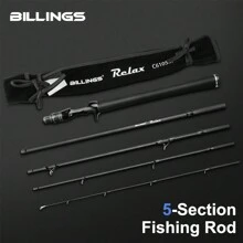 BILLINGS 5節碳纖維可攜式旅行多功能釣竿，適用於河流、湖泊、海釣，旋轉/路亞釣法 - 黑色 - 查看 1