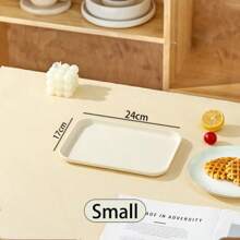 1pc Cream Color Rectangular Tray, Small/Medium/Large Size, Plastic Cafe/Restaurant/Preschool/Home Cup/Tea/Meal/BBQ Plate, Kitchen Utensil - Cream - View 11