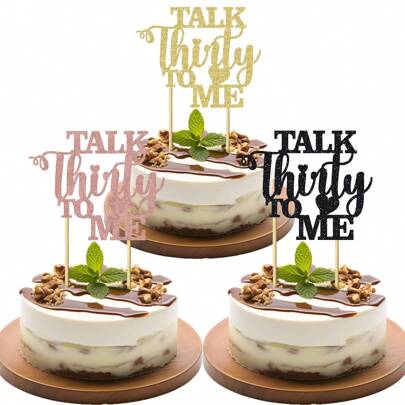 1pc Glitter Talk Thirty Tome Cake Topper Dirty 30 cho tiệc sinh nhật lần thứ 30 kỷ niệm ngày cưới Xin chào 30 vật dụng trang trí tiệc