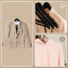 GRANDMA SHARK Wooden Coat Hangers, Strong Wood Hanger, With 360° Hook, Shoulder Notches For Suspenders, Coats, Jackets, Suits - Black - View 7