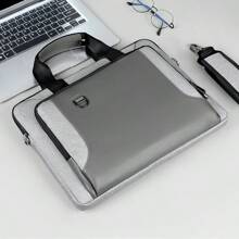 Maletín para portátil 14 15 15,6 pulgadas, impermeable, bolso de hombro para ordenador portátil - Gris - Ver 5