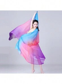 Lady's Belly Dance Lightweight Imitated Silk Gradual Colorful Scarf Veil 2.5*1.2M Shawl - Multicolor - View 8