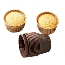LIFETALK 50/100PCS White, Kraft, Brown Paper Muffin Cups Homemade Baking Molds Kitchen Birthday Party Supplies PE Coated Oilproof Printing Design Round Cupcake Cases