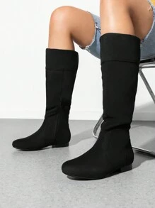 Women's Fur Lined Knee High Boots Round Toe Pull On Classic Elegant Casual Comfortable Fall Weather Winter Warm Tall Boots