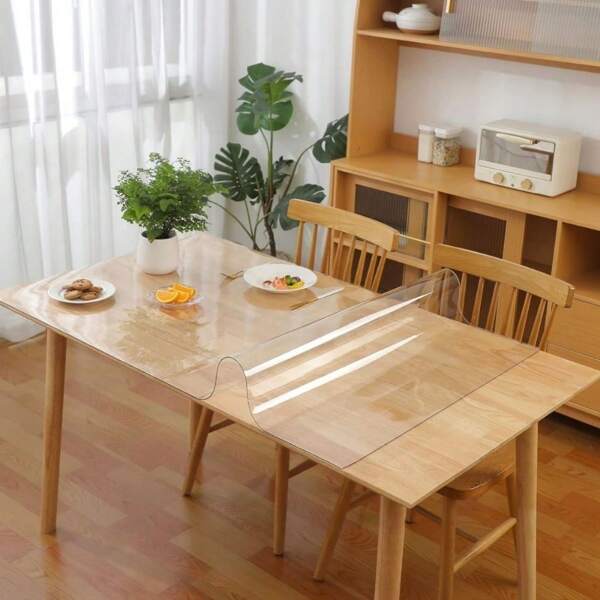 1 pezzo Tovaglia in PVC trasparente da 1,0 mm di spessore, soffice, di alta qualità, non lavabile, resistente ai graffi e al calore, semplice ed elegante, adatto per tovaglie da tavolo per casa, hotel, tavolo da tè, tovaglie da tavolo domestiche