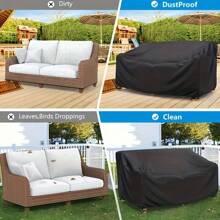 Waterproof Outdoor Sofa Cover - Durable Polyester, UV & Dust Resistant, Black Patio Furniture Protector