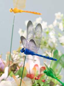 20 piezas - Decoraciones de estaca de flores y libélulas 3D de simulación, libélulas artificiales con tallos, arreglo de micro paisaje para mesa de comedor al aire libre - Color aleatorio, para decoración de jardín/tienda/pared del hogar, Color aleatorio, Decoraciones de jardín con libélulas en postes de madera, Libélulas realistas e impermeables aptas para interiores y exteriores - Multicolor - Ver 5