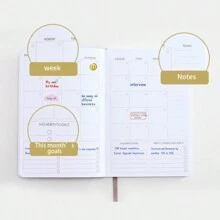 1 peça A5 capa de couro macio caderno em branco sem data com etiqueta adesiva planejador, cronograma semanal, material escolar, volta às aulas