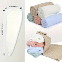 1 pieza Nueva toalla de secado de pelo de felpa de coral de alta densidad con textura de piña, gruesa y transpirable, adecuada para mujeres, secado rápido, súper absorbente, cuidado suave para cabello rizado y dañado, accesorio de baño de unicolor, productos esenciales de viaje para el cabello para peluquería, salón de belleza - A - Ver 8