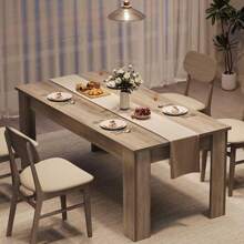 Dining Table For 4-6, 63" Inch Dining Tables For 4, Farmhouse Large Kitchen Dining Table, Rectangular Dining Room Table, Dinner Table For Kitchen, Living Room, Dining Room - Grey - View 1