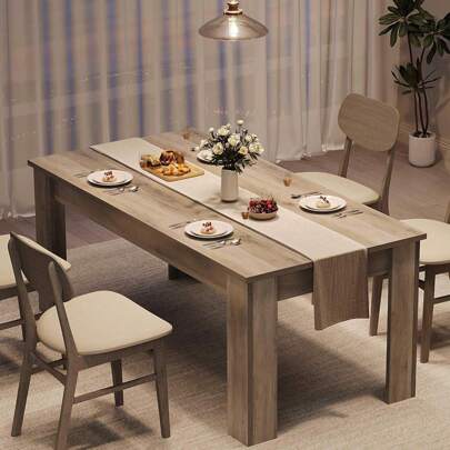 Dining Table For 4-6, 63" Inch Dining Tables For 4, Farmhouse Large Kitchen Dining Table, Rectangular Dining Room Table, Dinner Table For Kitchen, Living Room, Dining Room