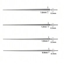 2 Pieces Stainless Steel Piercing Needle Insertion Tool, Tapered Body Piercing Jewelry With Threadless Ear Lip Nose Nipple Puncture Receiver Guide Pin Tool - Silver - View 5