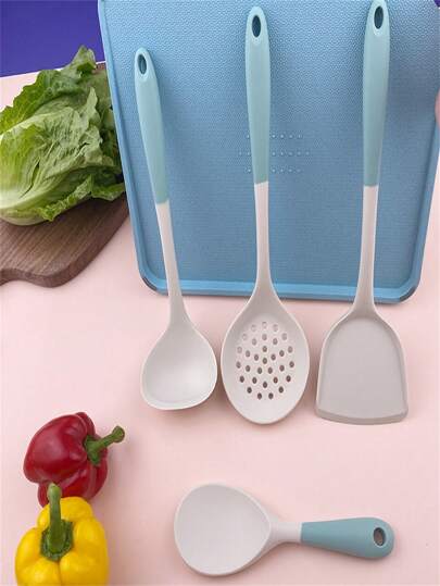 1 Stück Silikon Spatel, zweifarbig Blau & Weiß, hitzebeständiges Küchenwerkzeug