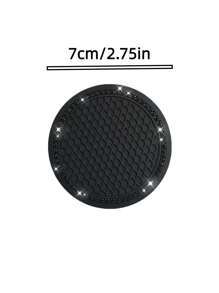 2pcs Car Coaster Black Diamond Circular With Diamond Anti Slip Silicone Coaster - Black Diamond On Black Background - View 8