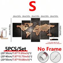 5 件/套带框现代帆布墙画 - 专业装框、防水、无味、现代复古世界地图绘画、模块化图片印刷 - 卧室、客厅、墙壁装饰、家居装饰的完美礼物 - 彩色 - 查看 15