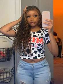 Tóc giả bằng tóc thật 13x4, tóc thật, ren phía trước, tóc thật 4/27, nhuộm ombre, xoăn sâu, tóc giả Brazil, tóc giả ướt và gợn sóng, tóc giả sóng nước màu vàng óng ánh, mật độ 150 - Nổi bật & Piano - Xem 1