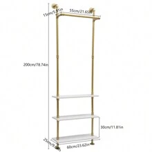 YUNRUX Gold Wardrobe Coat Rack Shoe Rack With Seat Clothes Rack - Gold - View 3