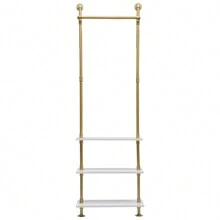 YUNRUX Gold Wardrobe Coat Rack Shoe Rack With Seat Clothes Rack - Gold - View 4