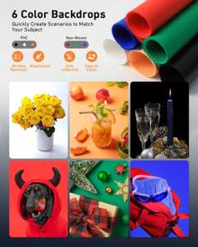 DUCLUS Portable Photo Studio Box 24" X 24", Adjustable Light Box With 120pcs SMD LED Beads, Photo Shooting Tent With White Light And 6 Color Background - Black-60cm - View 6