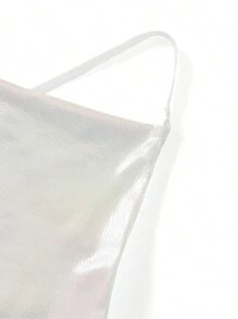 Women Shiny Spaghetti Strap Dress Solid Color Sleeveless Backless Party Dress For Cocktail Nightclub Beach - Hồng - Xem 10