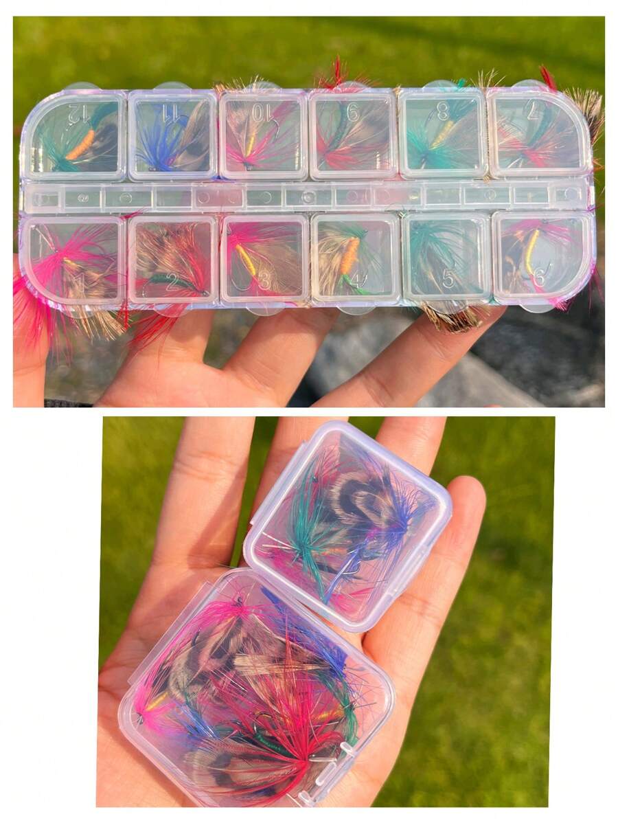 40 Stück Fliegenfischköder Set - Handgefertigte Forellenköder Mit Haken