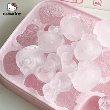 Sanrio 1 pièce Moule à glaçons en silicone Sanrio Hello chat avec couvercles pour faire des glaçons maison, moule mignon de dessin animé, moules à glace et chocolat