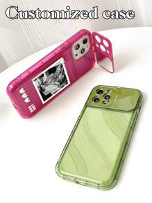 1 Ốp lưng điện thoại có đệm được thiết kế riêng có gương mini, tương thích với giá đỡ điện thoại Apple IPhone 15, 14, 13, 12, 11 Pro Max - Màu Hồng Tươi - Xem 5