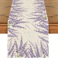 Toalha de mesa de borboleta de eucalipto e lavanda, corredor de mesa monocromático com pássaros e flores, hortênsia azul, decoração de mesa de cozinha de primavera, decoração de festa em casa, toalha de mesa resistente a óleo e manchas